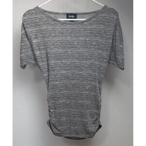 By & By Women's Juniors Medium Top Cinched Side Gray White Stripe Glittery